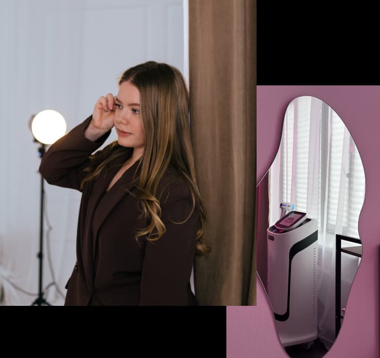 Основатель студии и лазерный аппарат для эпиляции